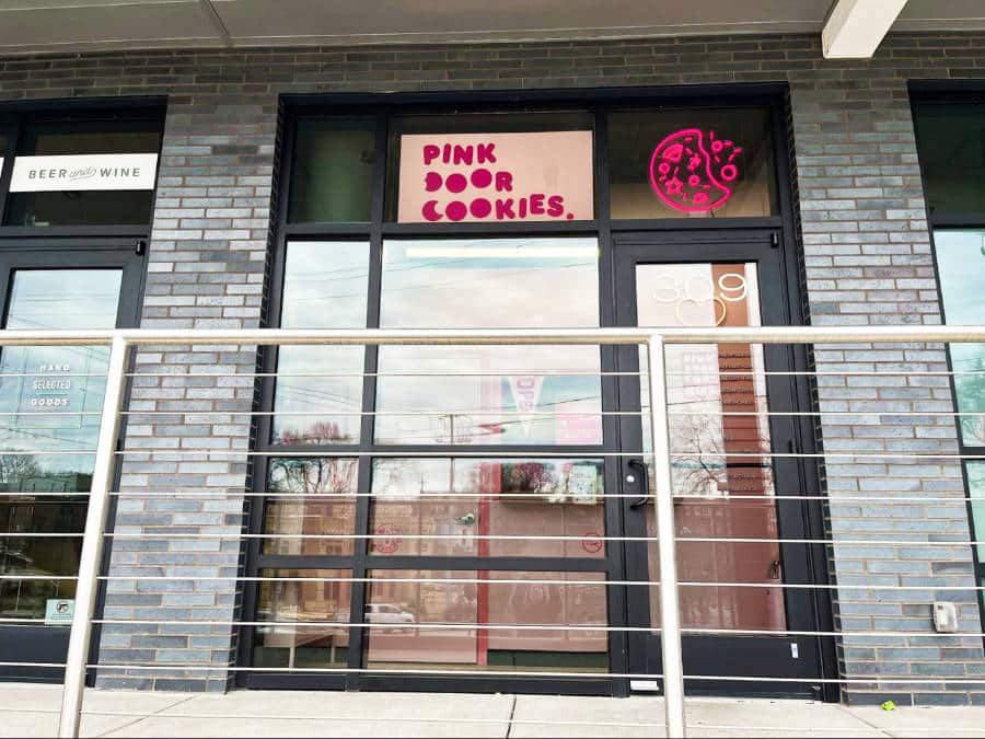 Entrance view of the Pink Door Cookies in Wedgewood-Houston