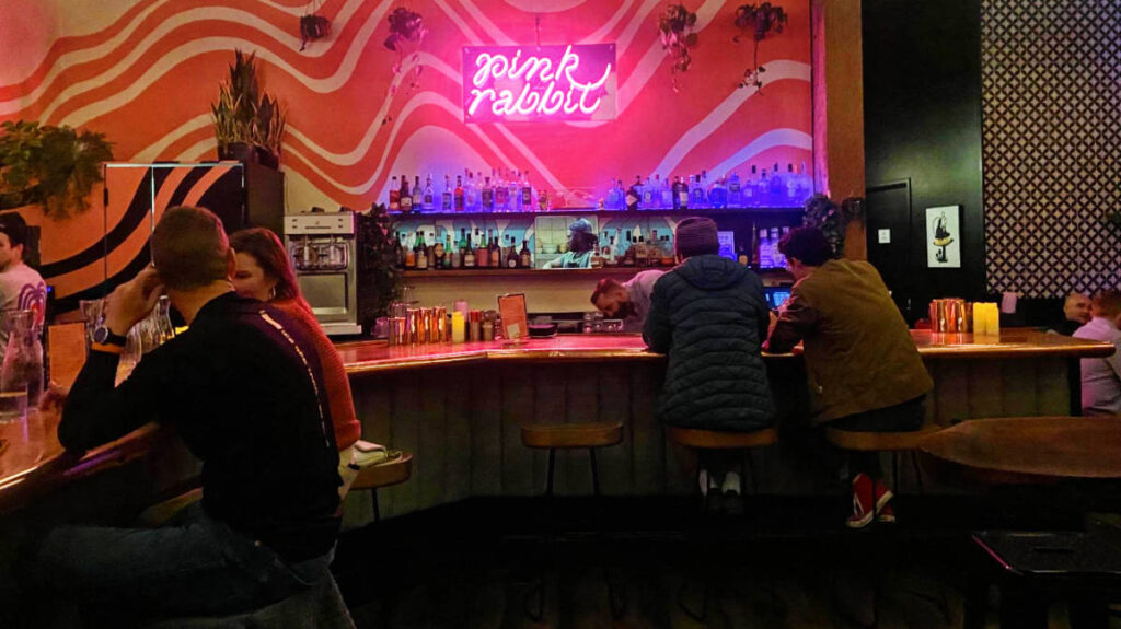 View of people inside the Pink Rabbit