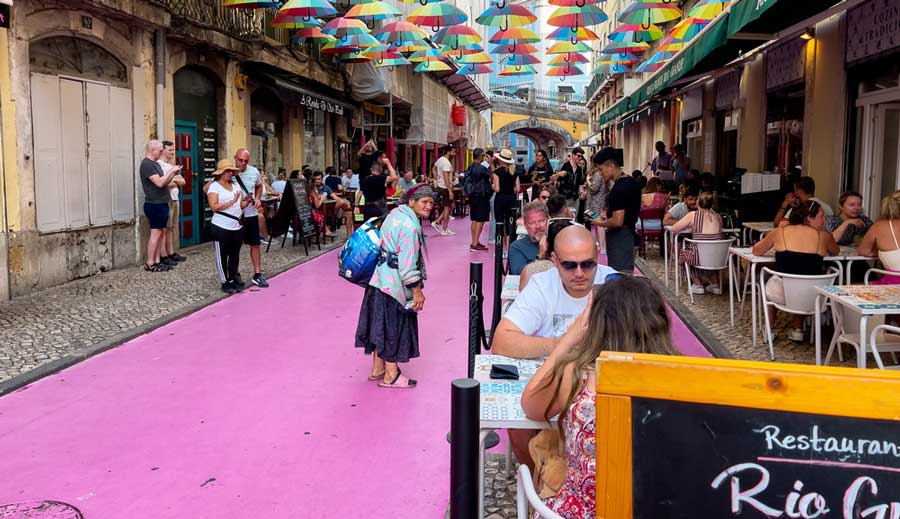 People enjoying their day in Pink Street