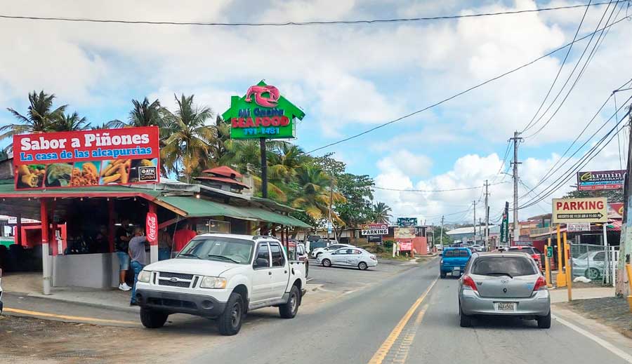 Cars passing along Piñones in Puerto Rico