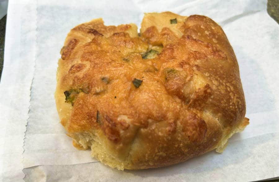 Closeup look at the Piroshkies pastry