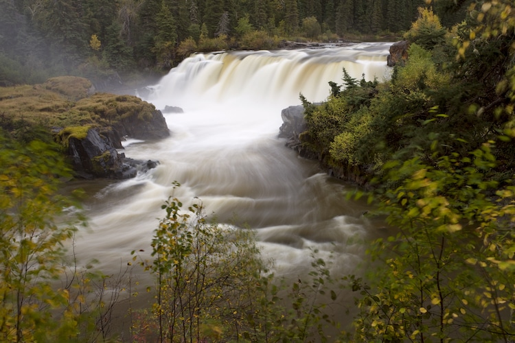 Overlooking view of Pisew Falls in Northern Manitoba