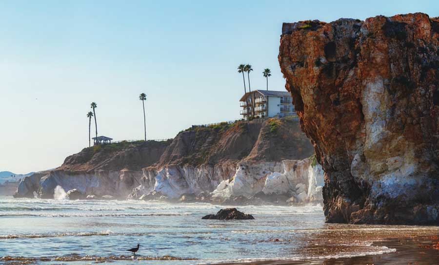 View from a shoreline in Pismo Beach during sunset
