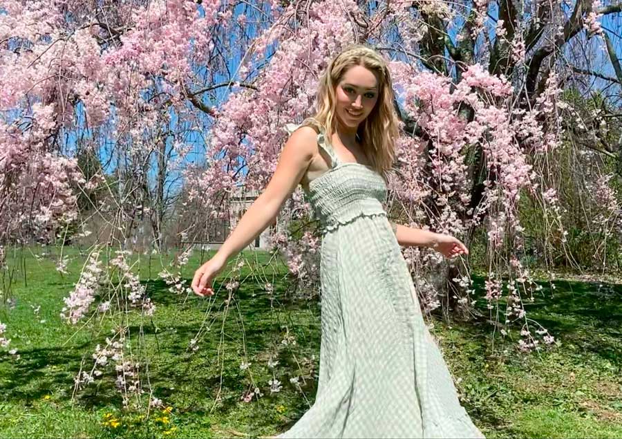 The author in Planting Fields Arboretum during cherry blossom season