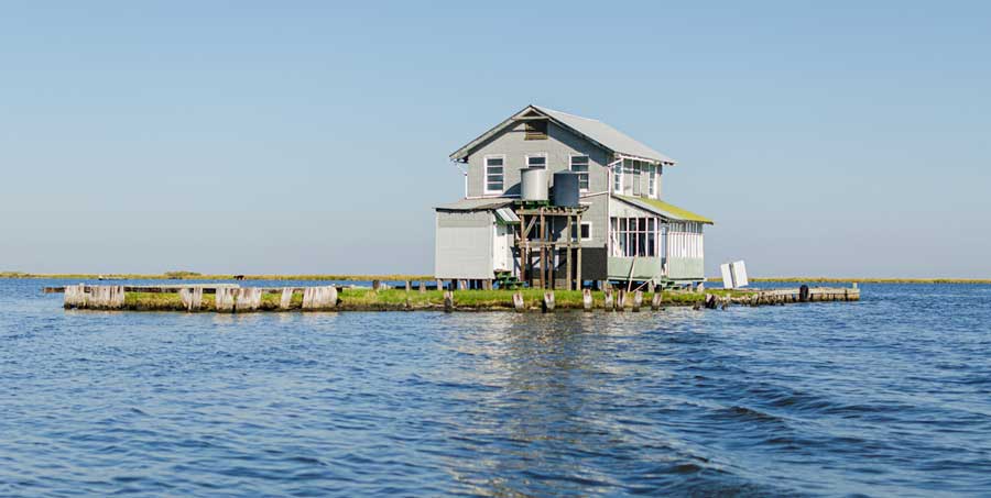 An isolated house at the middle of Barataria Bay