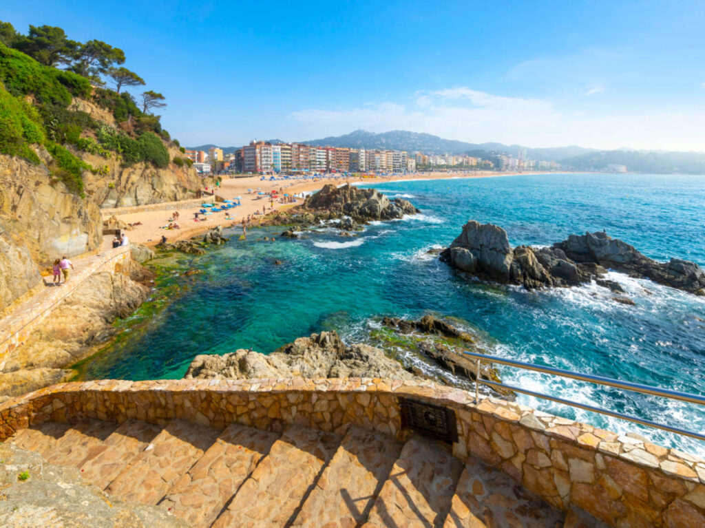 View from a hilltop trail near Cala Banys beach of the Platja de Lloret de Mar