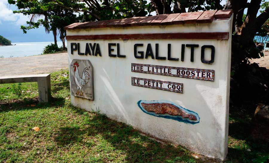 View of the Playa El Gallito signage in Vieques