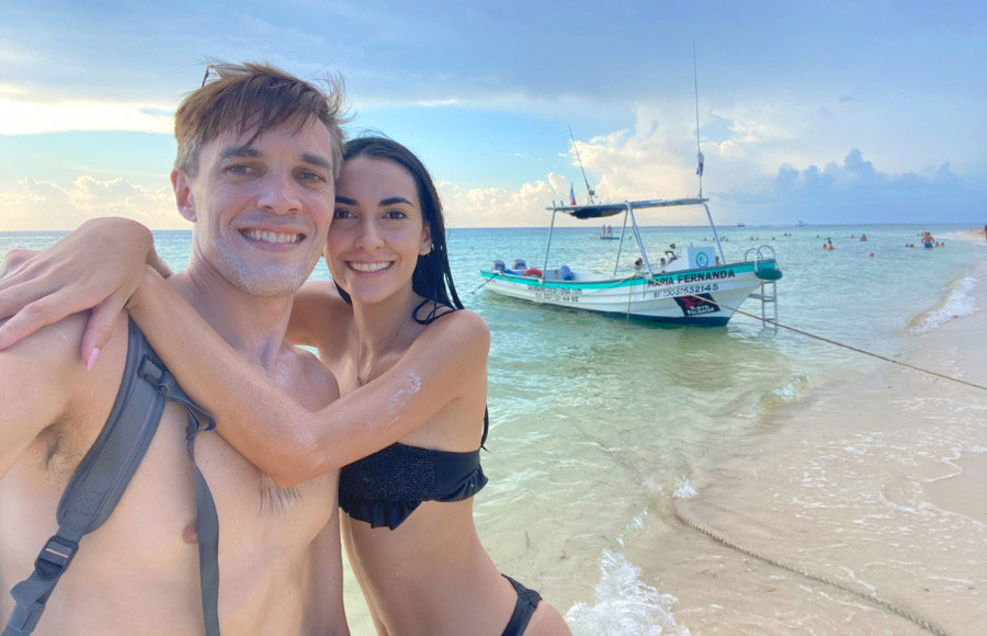 The author with his partner in Playa Palancar