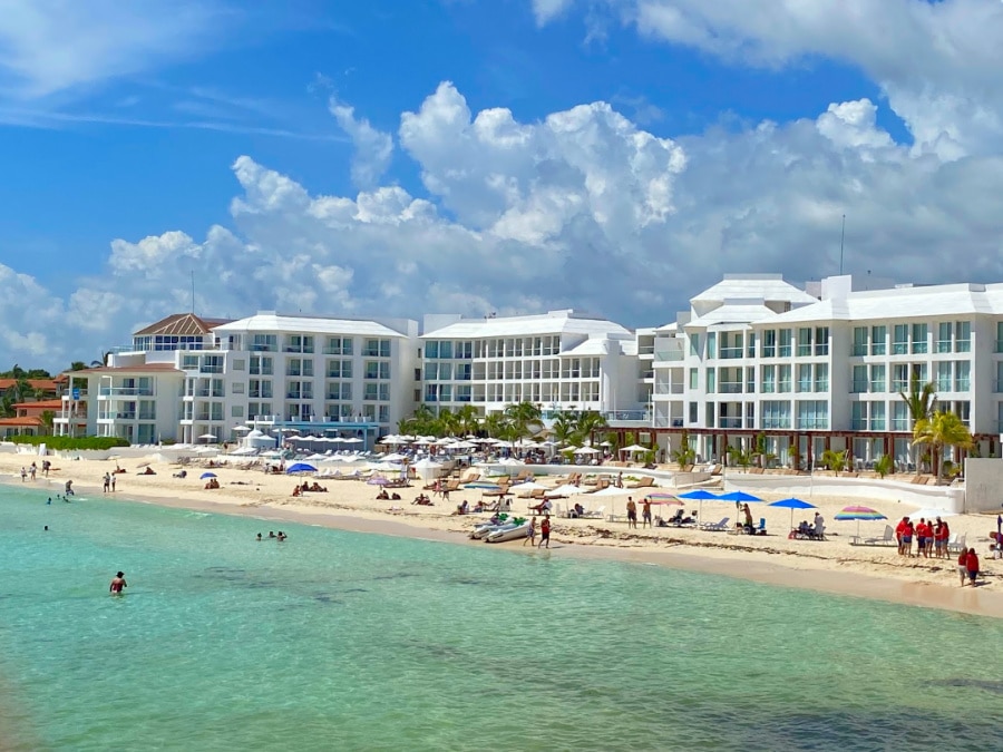 View of the Playacar Palace and the beachfront of it