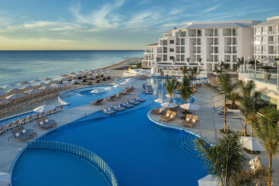 View of the Playacar Palace and the pool in it