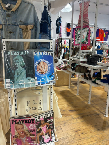 Old Playboy magazines on display