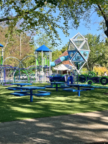 Playground and picnic area at the Fannie Mae Dees Park