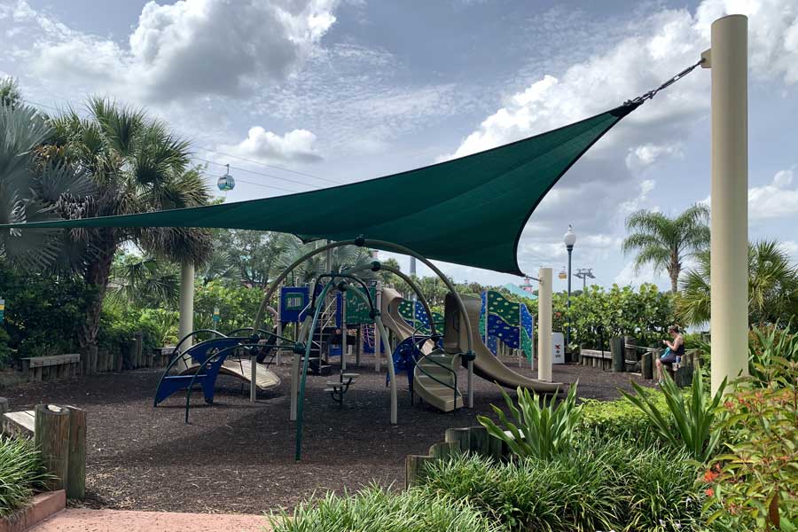 A small playground in Disney’s Caribbean Beach Resort