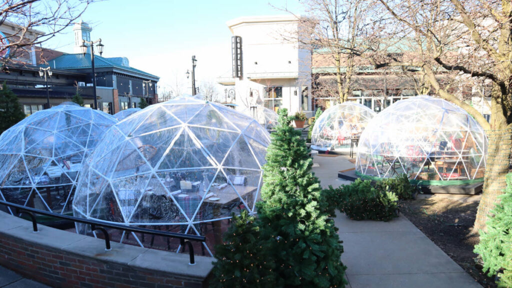 An igloo like dining plaza in Polaris