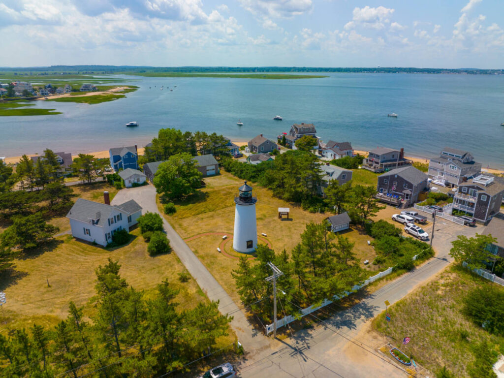 Aerial view of the Plum Island Lighthouse