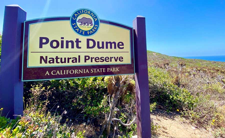 The Point Dume Natural Preserve signage in Malibu