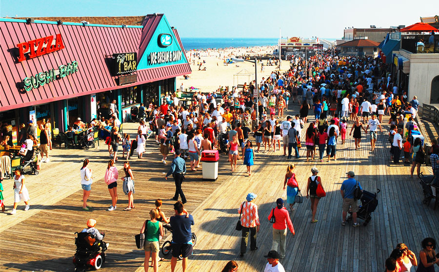 View of people in Point Pleasant Beach during summer