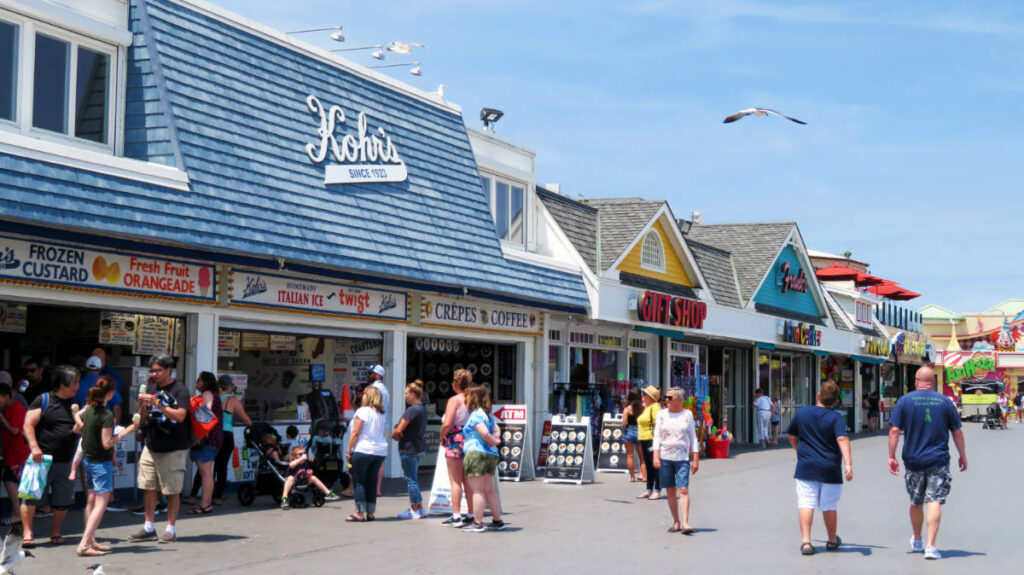 People roaming around the Point Pleasant Beach Boardwalk
