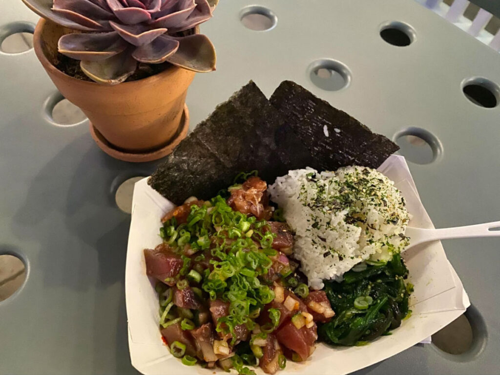 Poke bowl with tuna at Shoots Fish & Beer