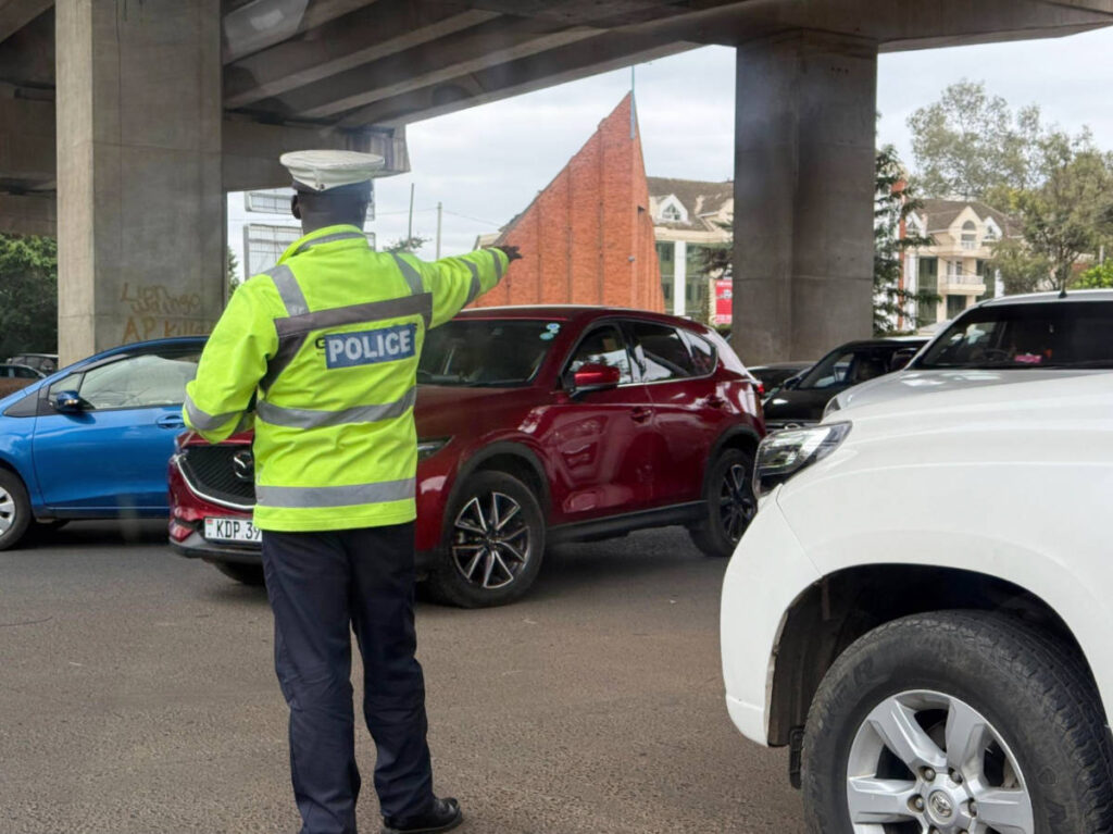 A police on a street in Nairobi