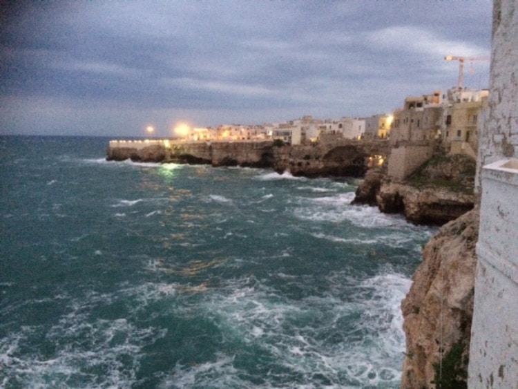 Street lights along the Puglia coast