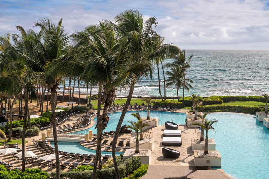 View from the pool area of the Caribe Hilton