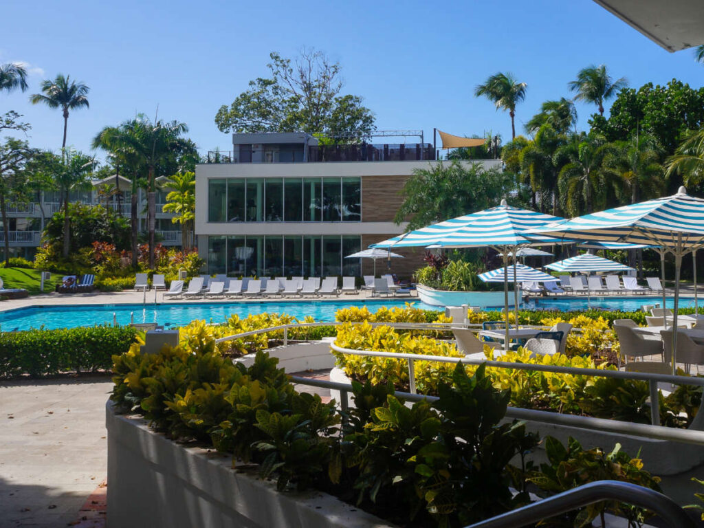 View from the pool area of Fairmont El San Juan Hotel