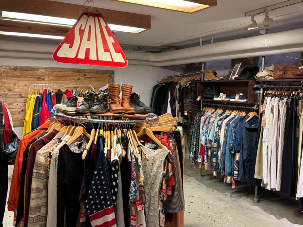 Sale sign at Pop Boutique clothing store in Copenhagen