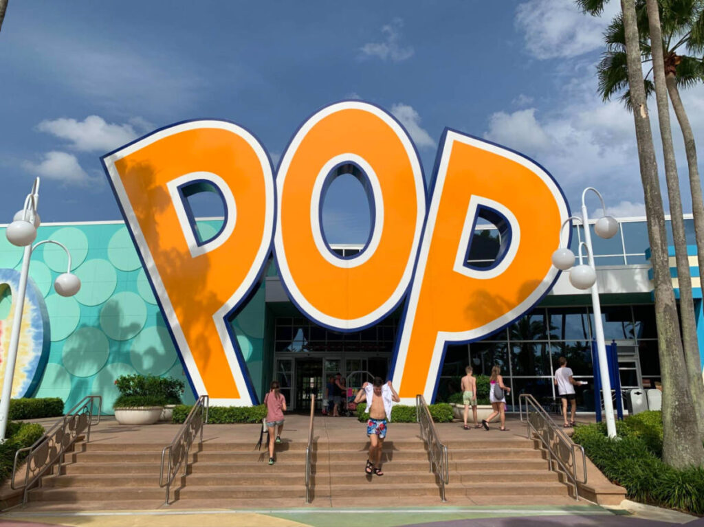 Entrance to Pop Century featuring a big Pop sign