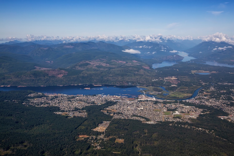 An aerial view of Port Alberni, Vancouver Island