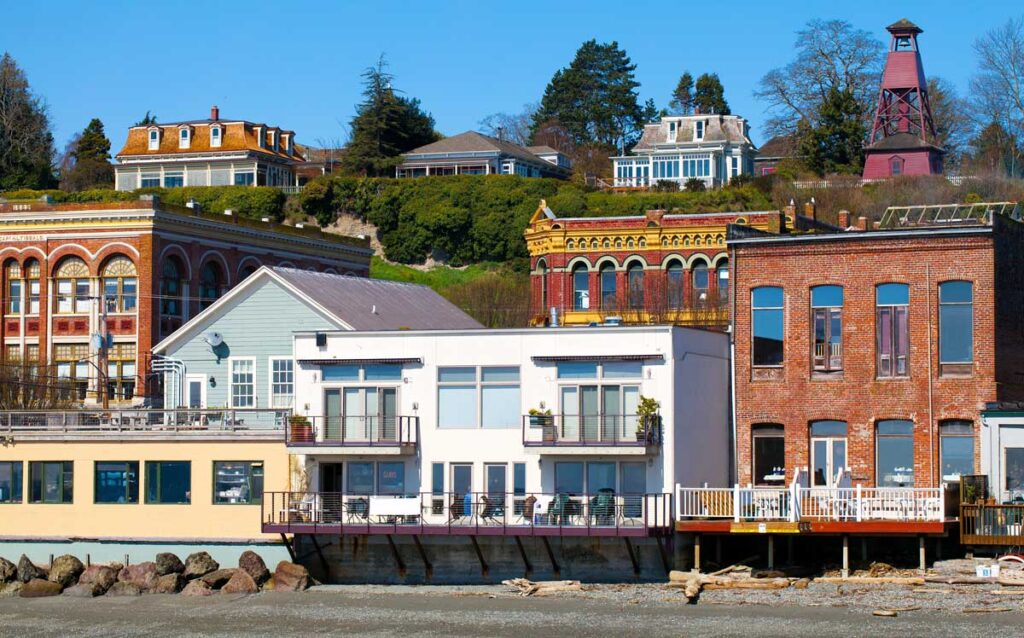 View of Port Townsend in Washington and the clear blue sky