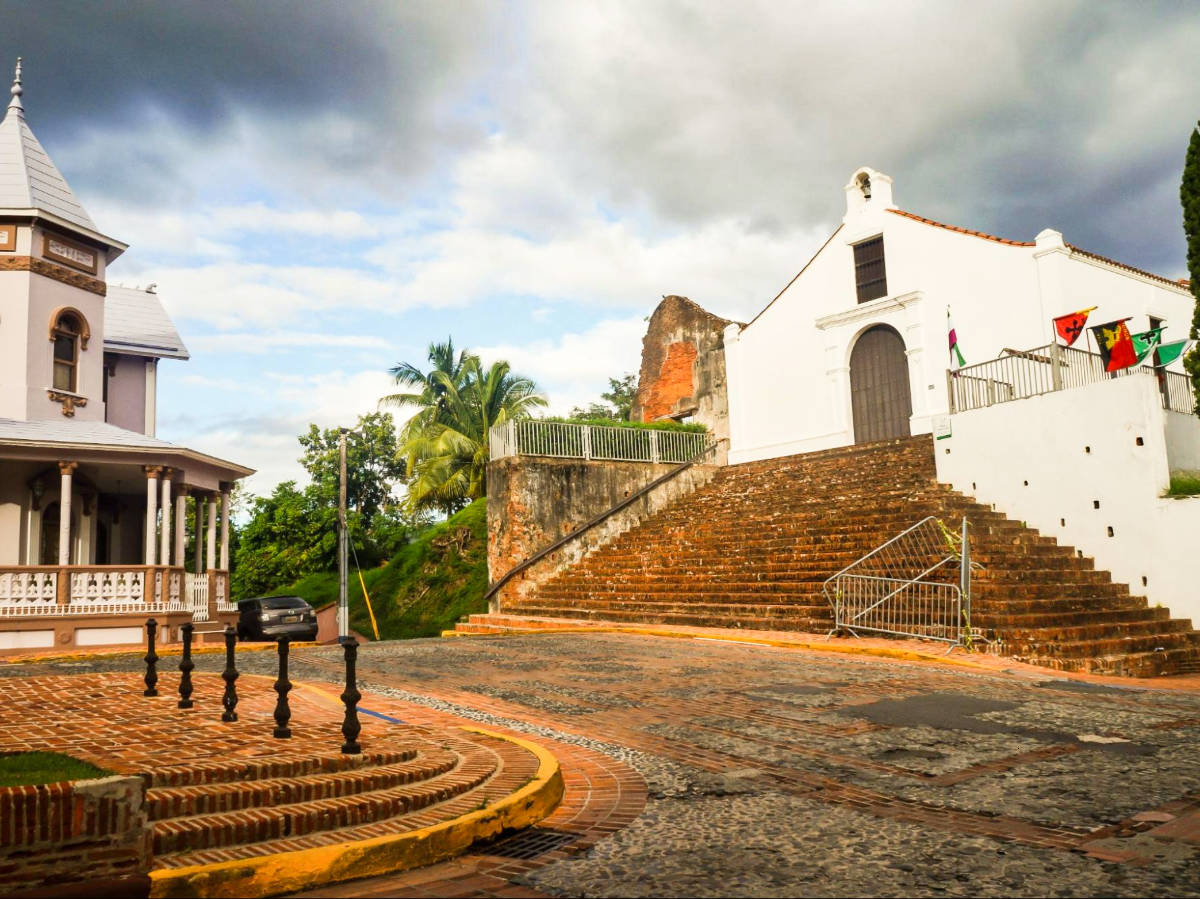 View of the Porta Coeli church near the San Germán main square