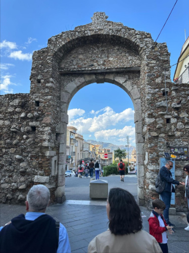 Blue sky over the Porta Messina