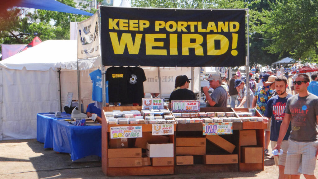 View Portland's famous saying on a shop