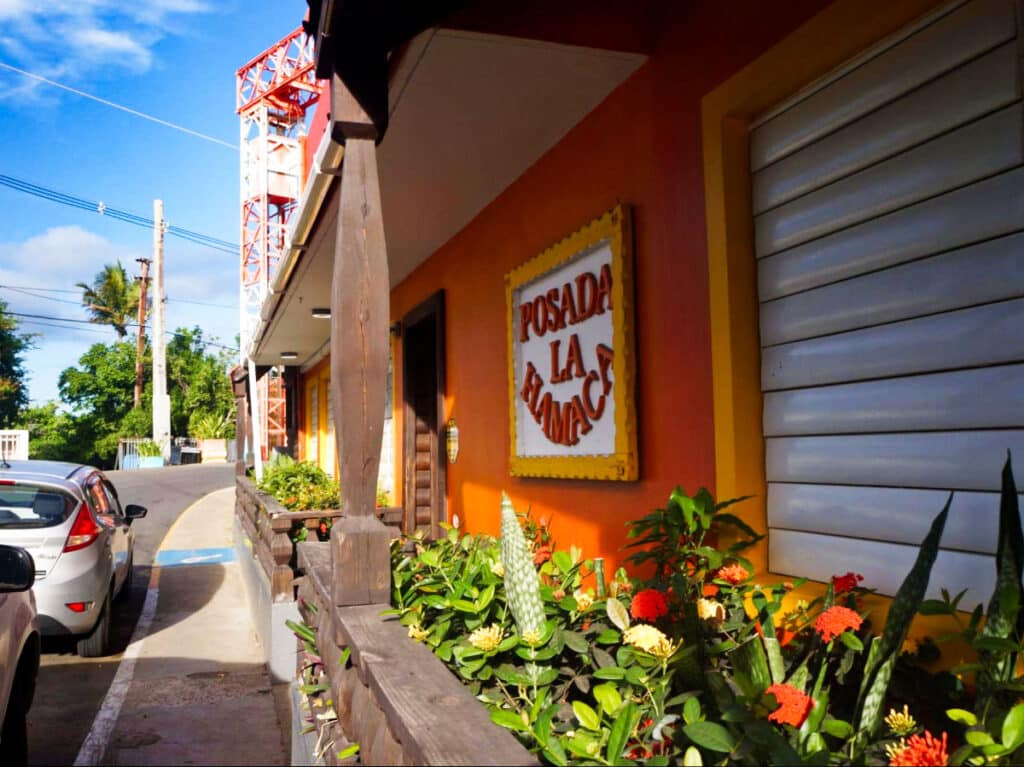 View of the signage on the exterior of Posada La Hamaca