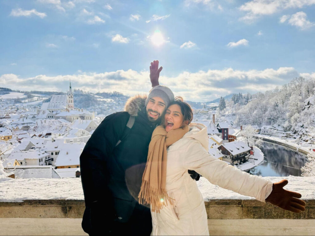 Author Meera in Prague during winter