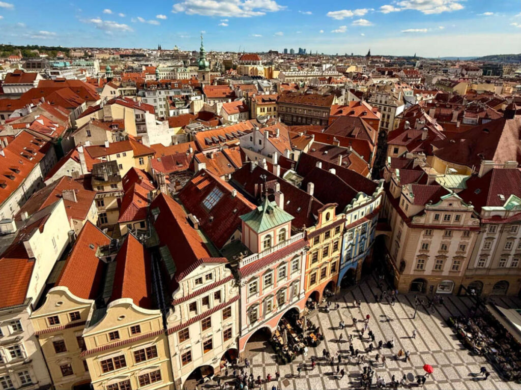 View of Prague’s Old Town neighborhood from the Old Town Tower