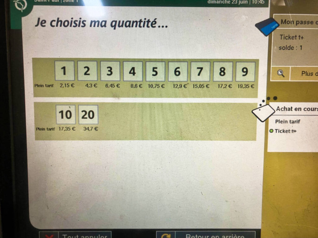 The pre-Olympic ticket prices for the Métro in Paris