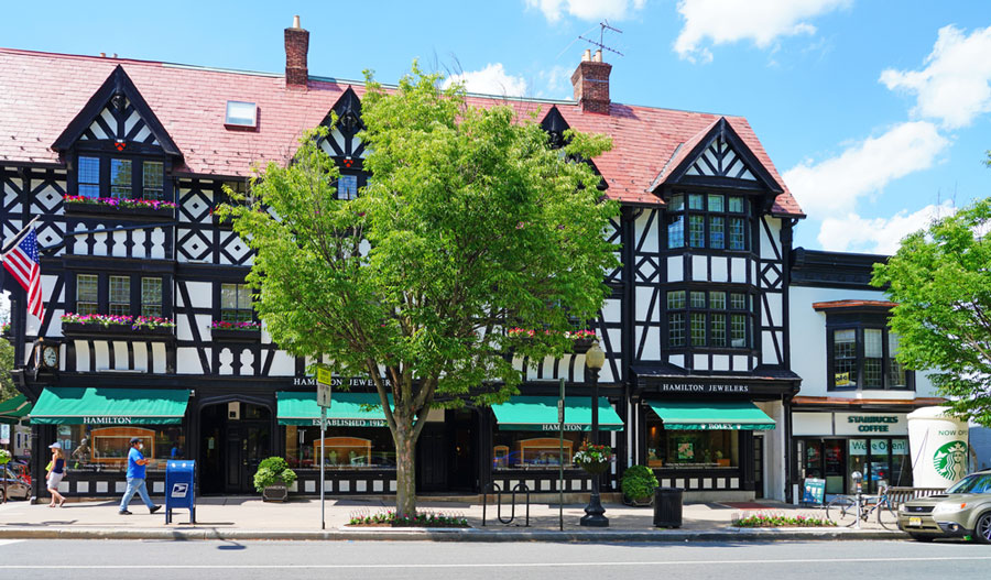 View of a big Starbucks cup in Princeton, New Jersey