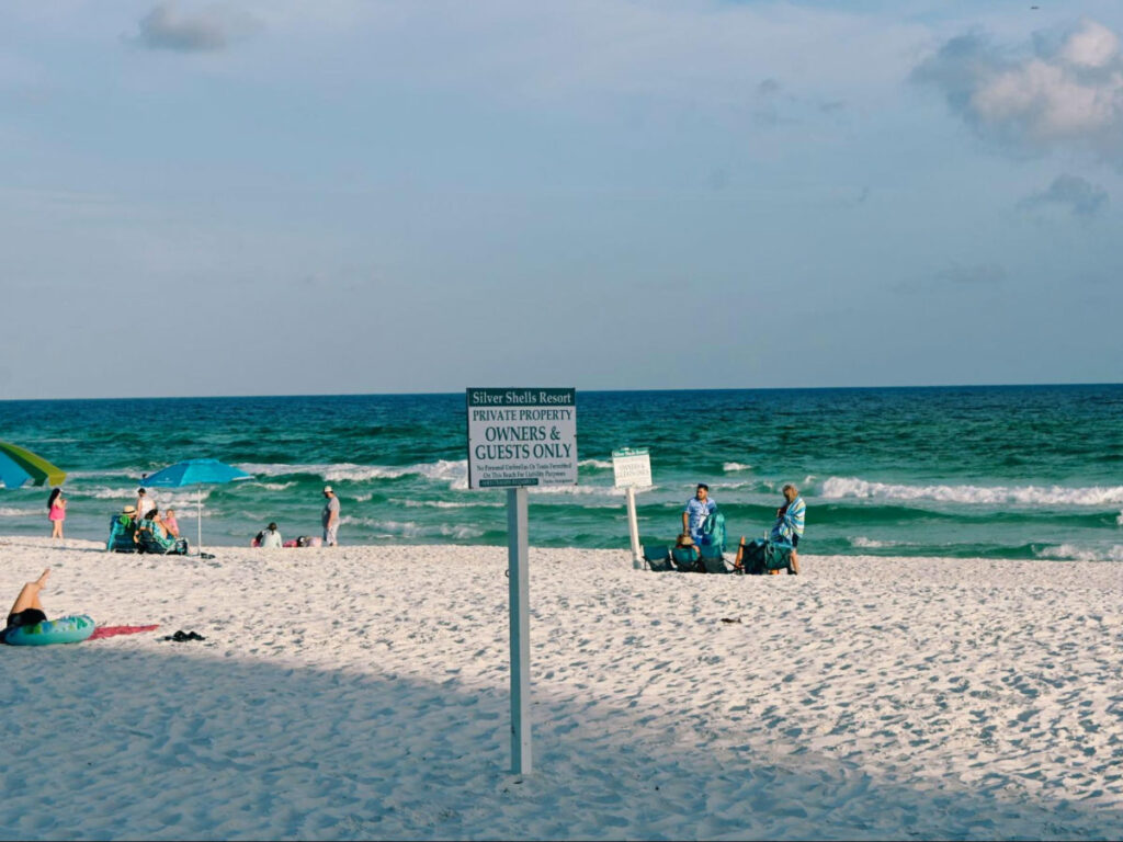 The Private property sign at Crystal Beach in Destin