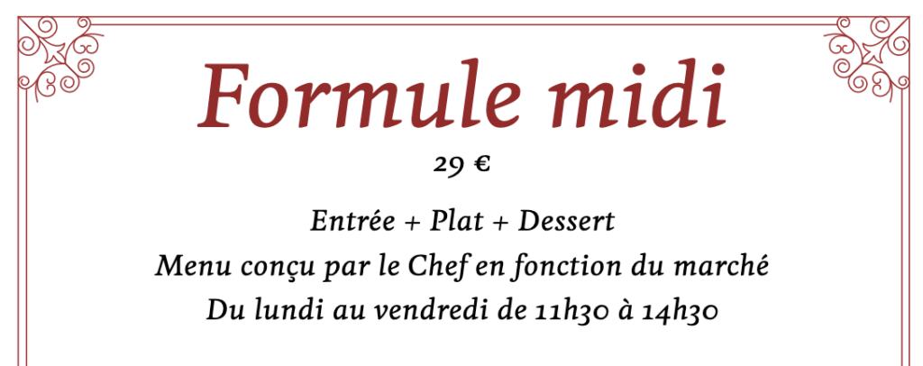 The three-course prix fixe option at Chez Julien