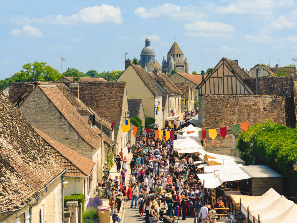 View of the crowd in the town of Provins