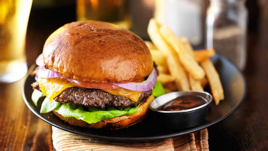 Burgers and fries in Public House La Jolla