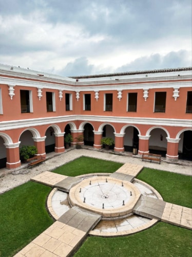 Overlooking view of the inner courtyard of Antigua's Public Library