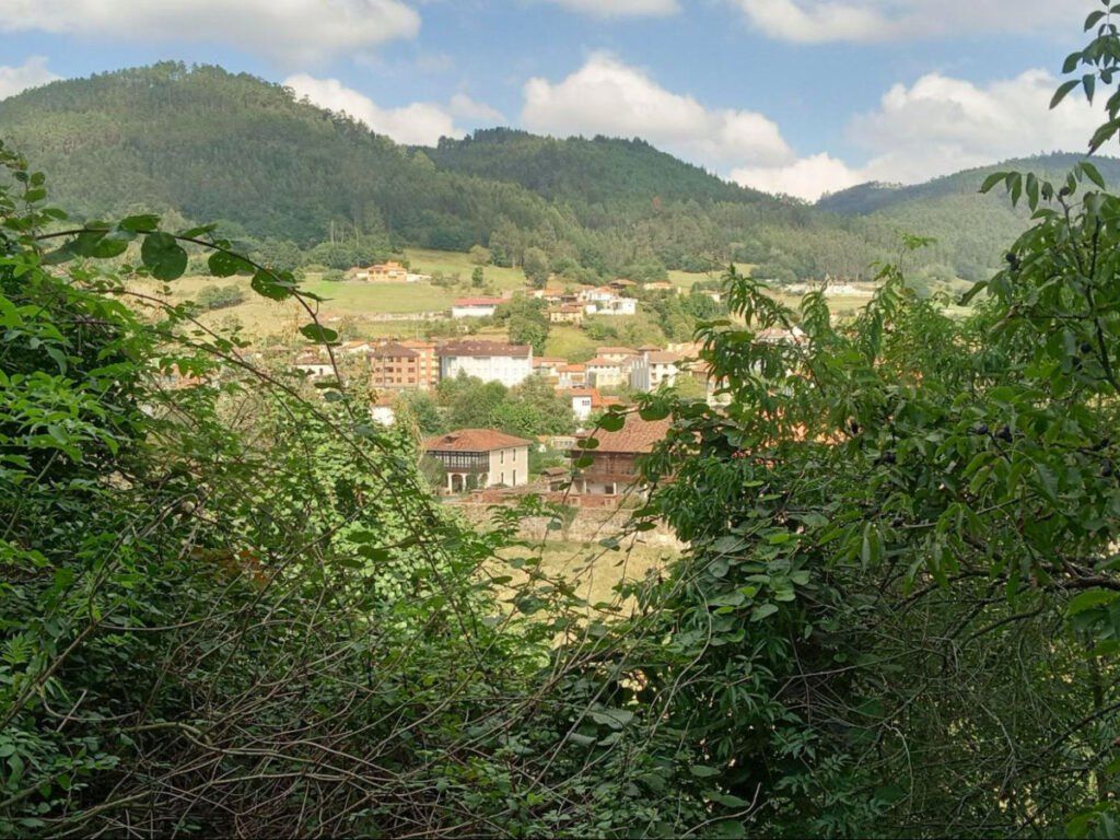 View of Pueblos tucked among the mountains
