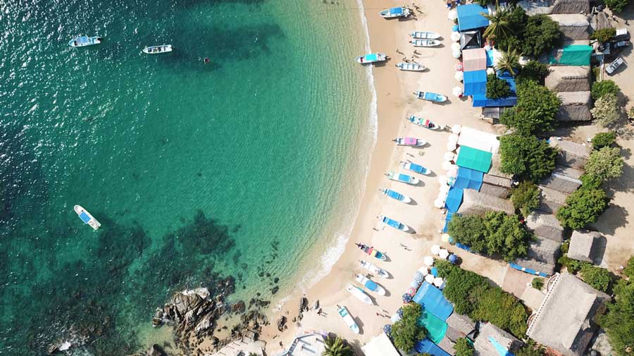 Aerial view of the Puerto Escondido beach