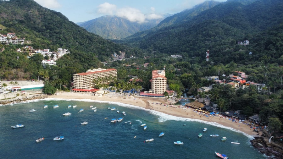 Aerial view of Mismaloya beach and the Barceló