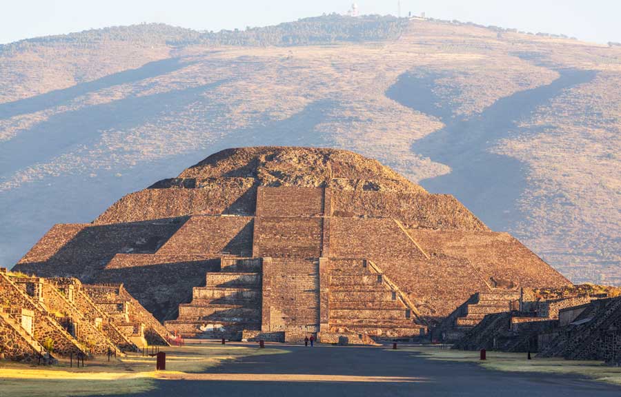 View of the Pyramids of the Sun in Mexico under the clear sky