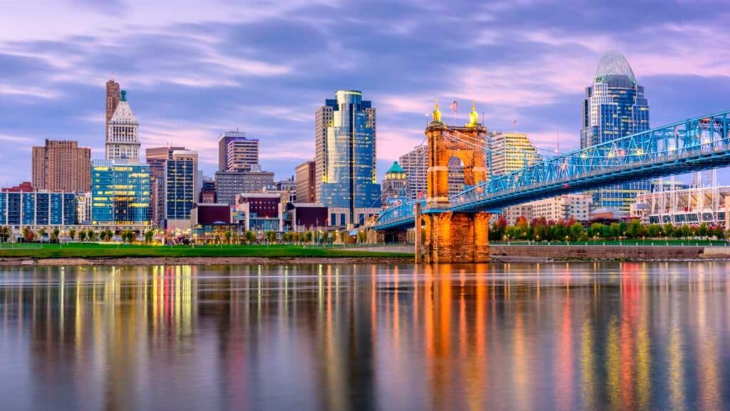 Scenic view of the skyline at Queen City in Cincinnati Ohio