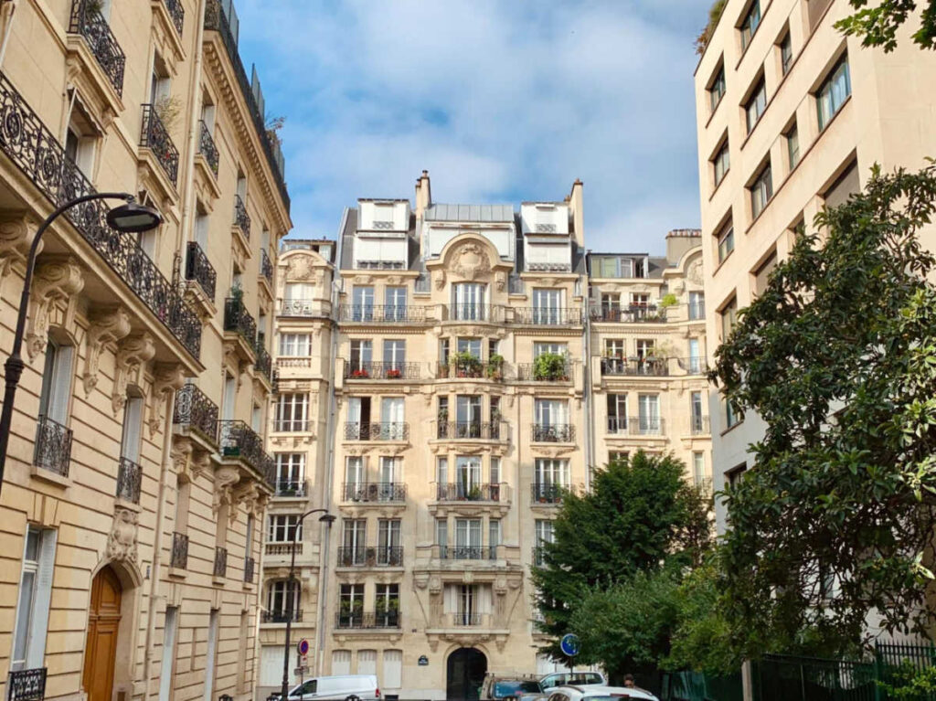View of the beautiful buildings around a neighborhood in Paris